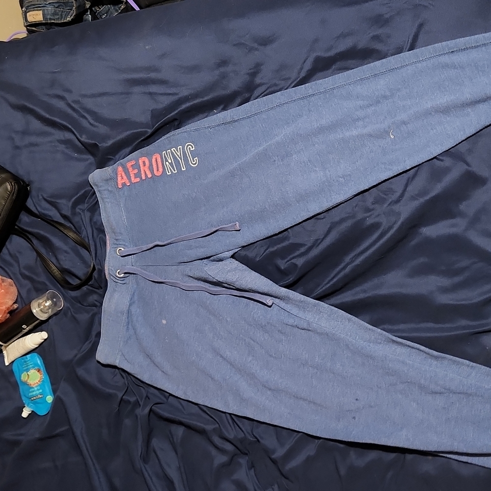 Blue and pink Joggers the brand is Aero Postel